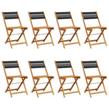 Folding Garden Chairs 8 pcs Black Solid Wood Acacia