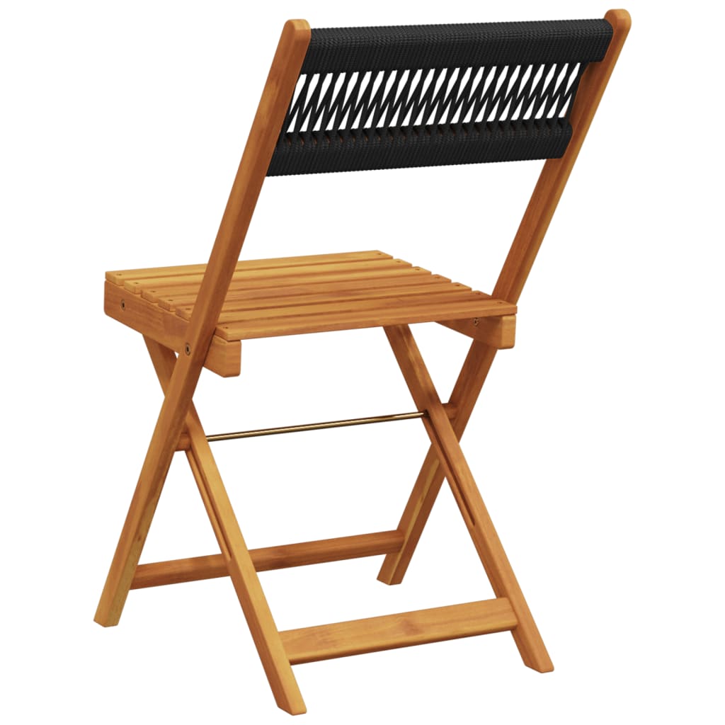 Folding Garden Chairs 8 pcs Black Solid Wood Acacia