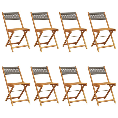 Folding Garden Chairs 8 pcs Grey Solid Wood Acacia