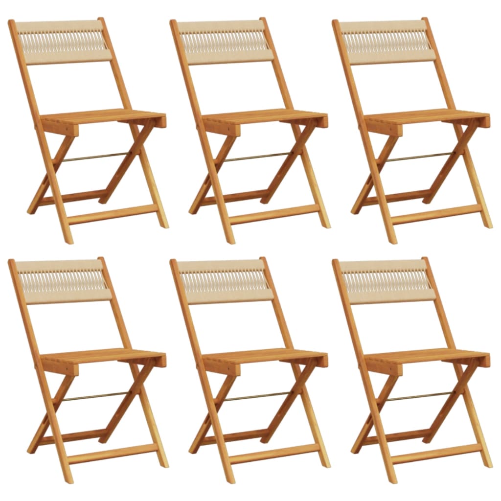 Folding Garden Chairs 6 pcs Beige Solid Wood Acacia