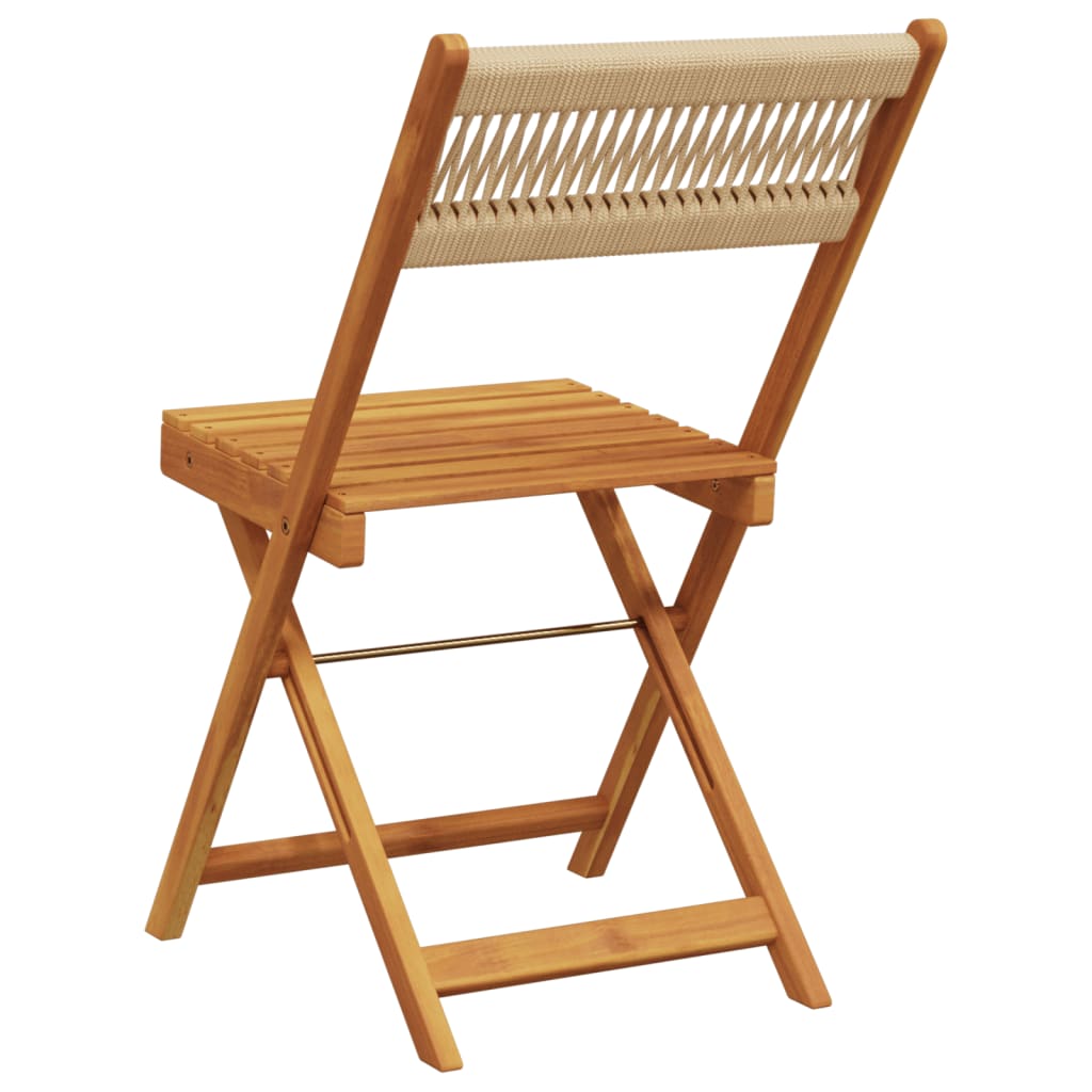 Folding Garden Chairs 8 pcs Beige Solid Wood Acacia