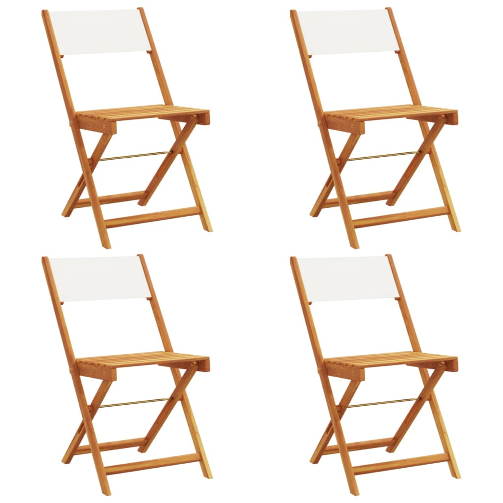 Folding Garden Chairs 4 pcs Cream White Fabric and Solid Wood