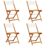 Folding Garden Chairs 4 pcs Cream White Fabric and Solid Wood