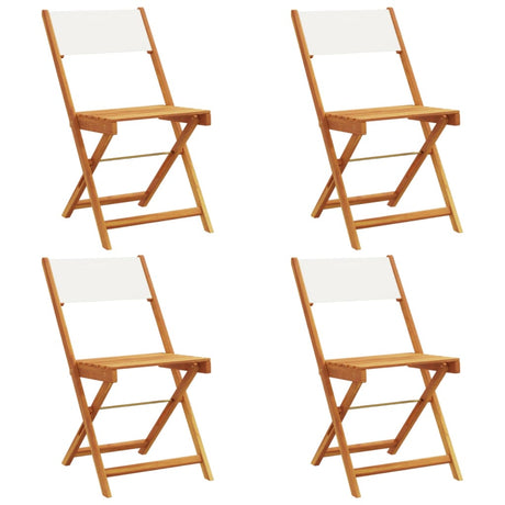 Folding Garden Chairs 4 pcs Cream White Fabric and Solid Wood