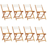 Folding Garden Chairs 8 pcs Cream White Fabric and Solid Wood