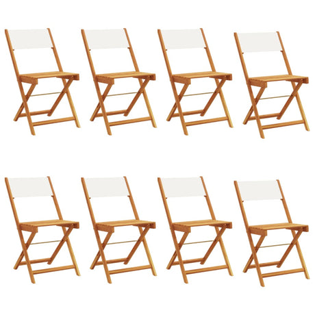 Folding Garden Chairs 8 pcs Cream White Fabric and Solid Wood