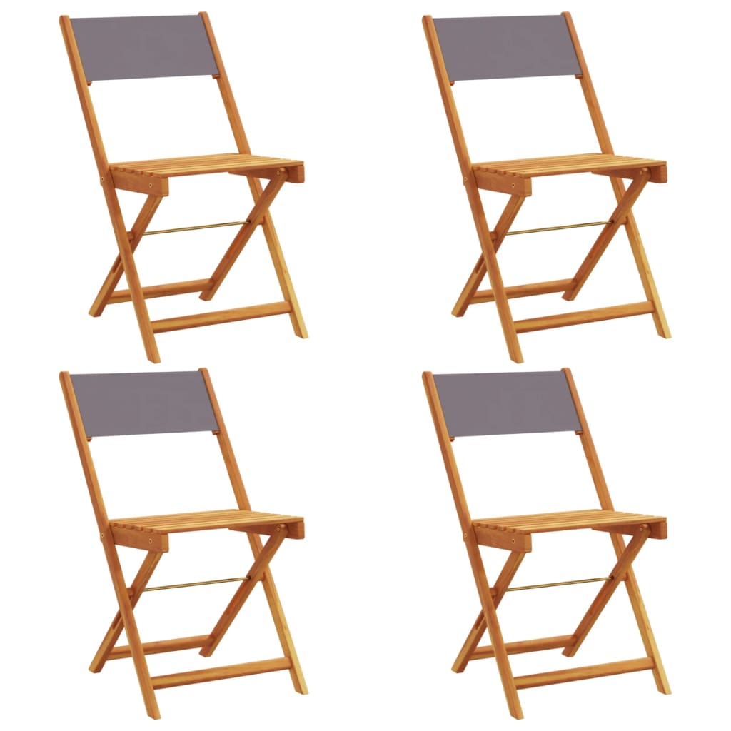 Folding Garden Chairs 4 pcs Anthracite Fabric and Solid Wood