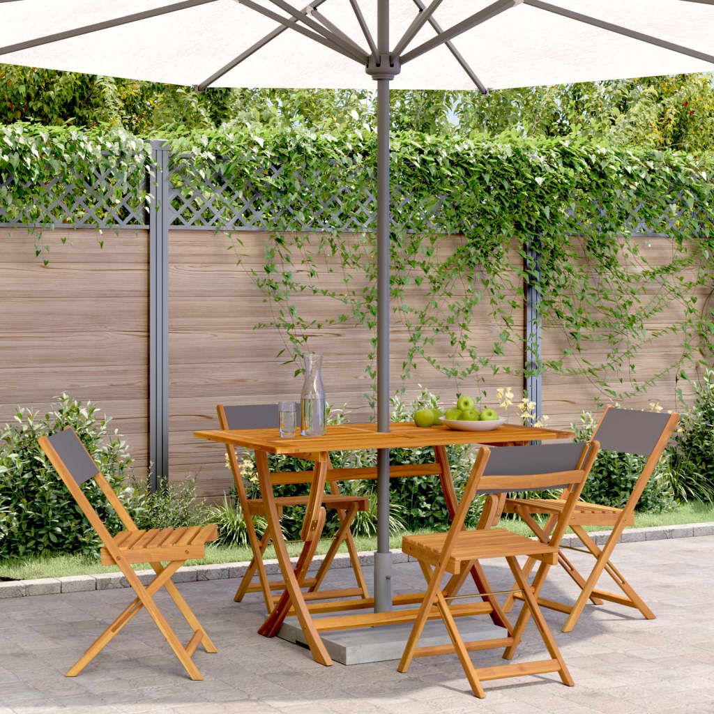 Folding Garden Chairs 4 pcs Anthracite Fabric and Solid Wood