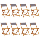 Folding Garden Chairs 8 pcs Anthracite Fabric and Solid Wood