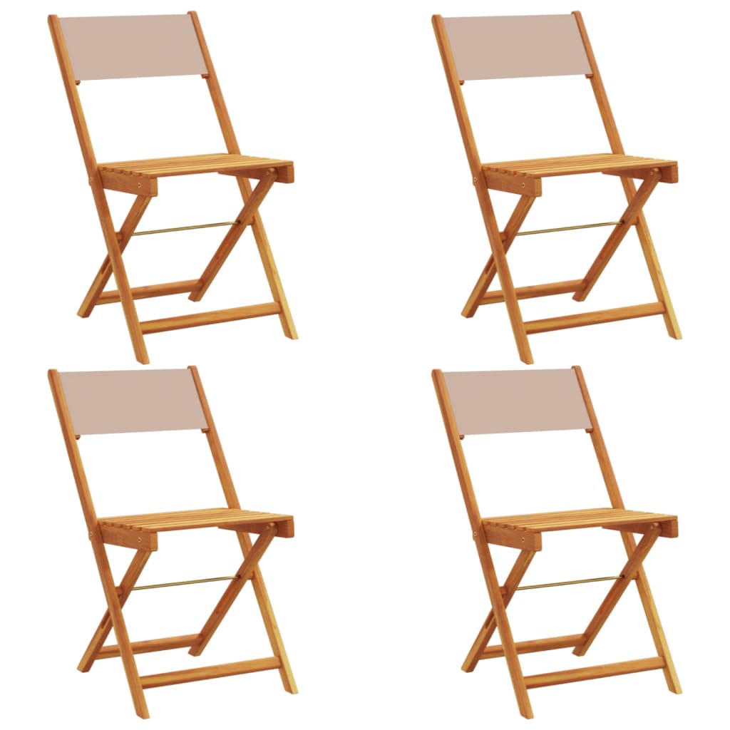 Folding Garden Chairs 4 pcs Taupe Fabric and Solid Wood