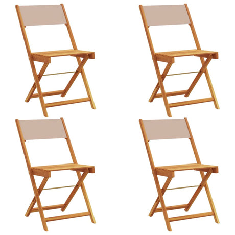 Folding Garden Chairs 4 pcs Taupe Fabric and Solid Wood