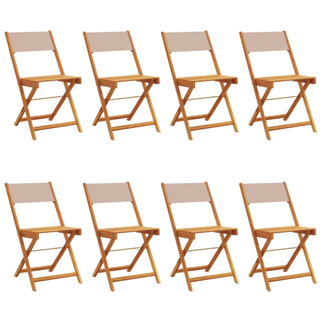 Folding Garden Chairs 8 pcs Taupe Fabric and Solid Wood