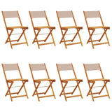 Folding Garden Chairs 8 pcs Taupe Fabric and Solid Wood