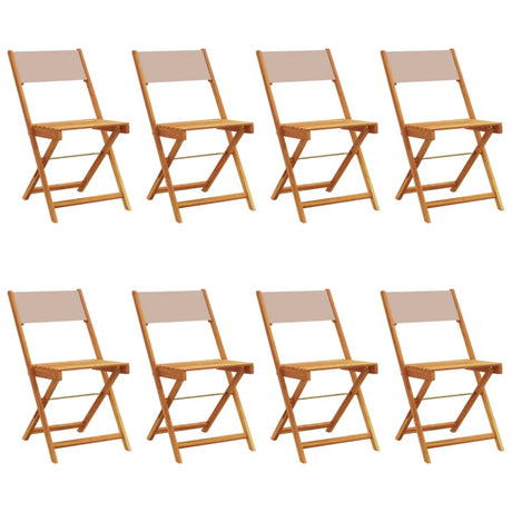 Folding Garden Chairs 8 pcs Taupe Fabric and Solid Wood