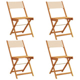 Folding Garden Chairs 4 pcs Beige Fabric and Solid Wood