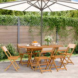 Folding Garden Chairs 6 pcs Beige Fabric and Solid Wood