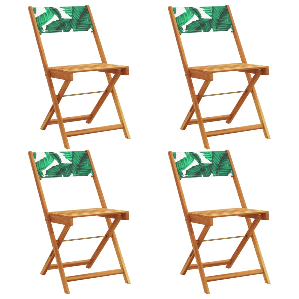 Folding Garden Chairs 4 pcs Green Fabric and Solid Wood