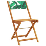 Folding Garden Chairs 4 pcs Green Fabric and Solid Wood