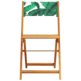 Folding Garden Chairs 4 pcs Green Fabric and Solid Wood