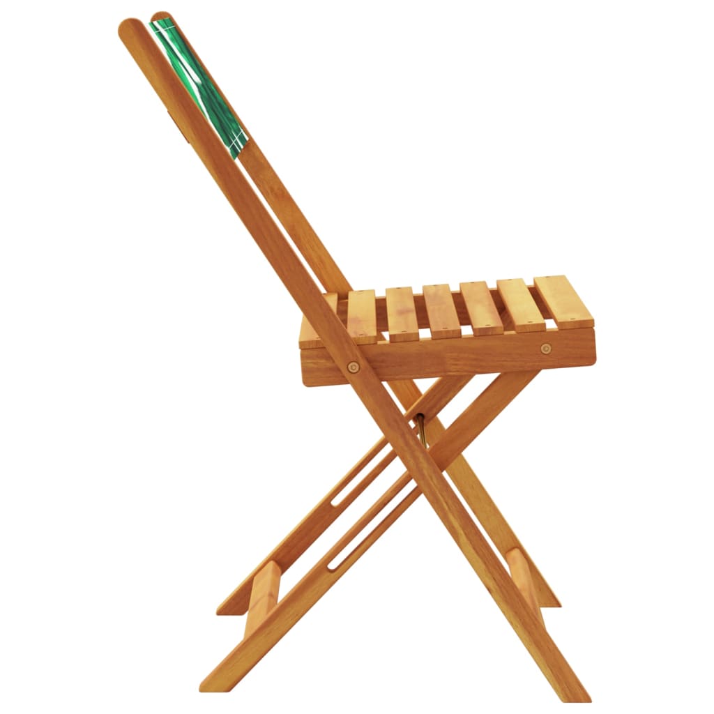 Folding Garden Chairs 4 pcs Green Fabric and Solid Wood