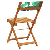 Folding Garden Chairs 4 pcs Green Fabric and Solid Wood