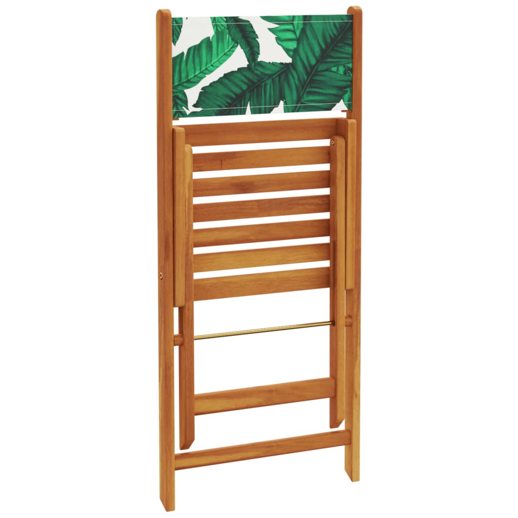 Folding Garden Chairs 4 pcs Green Fabric and Solid Wood