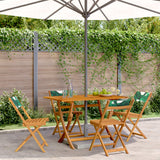 Folding Garden Chairs 4 pcs Green Fabric and Solid Wood