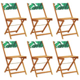 Folding Garden Chairs 6 pcs Green Fabric and Solid Wood