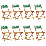 Folding Garden Chairs 8 pcs Green Fabric and Solid Wood