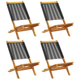 Folding Garden Chairs 4 pcs Black Solid Wood Acacia