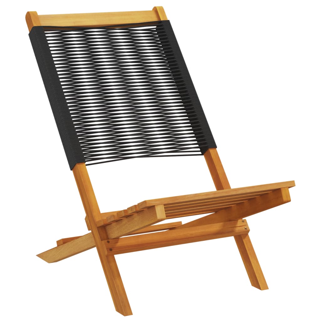 Folding Garden Chairs 4 pcs Black Solid Wood Acacia