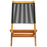 Folding Garden Chairs 4 pcs Black Solid Wood Acacia
