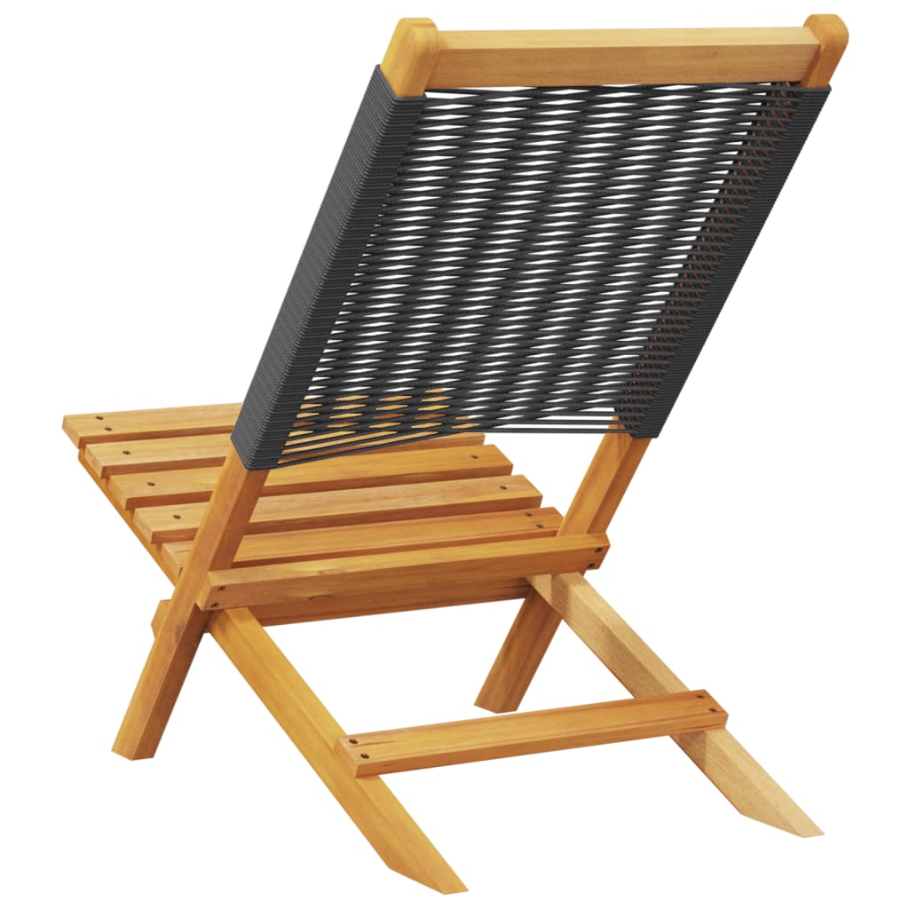 Folding Garden Chairs 4 pcs Black Solid Wood Acacia