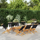 Folding Garden Chairs 8 pcs Black Solid Wood Acacia