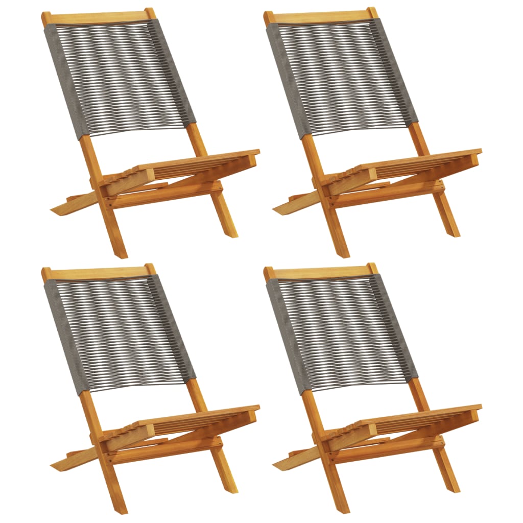 Folding Garden Chairs 4 pcs Grey Solid Wood Acacia