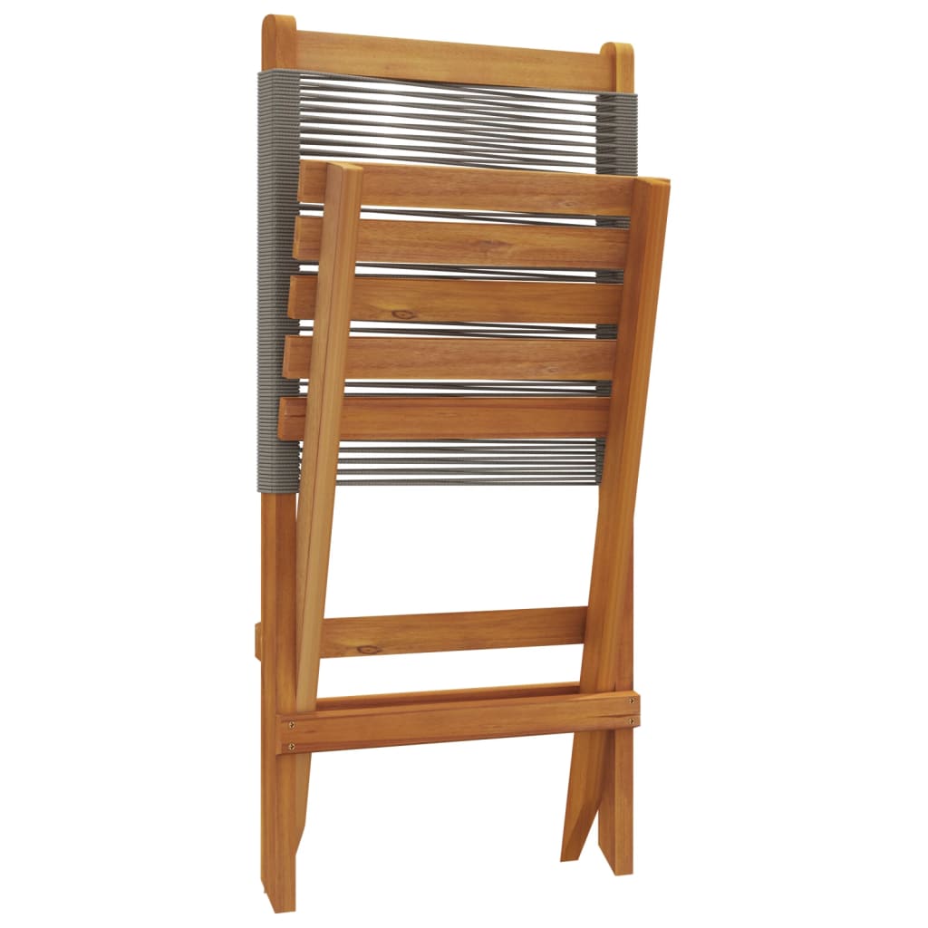 Folding Garden Chairs 4 pcs Grey Solid Wood Acacia