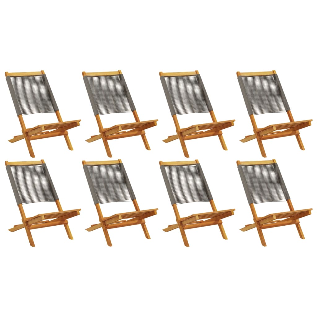 Folding Garden Chairs 8 pcs Grey Solid Wood Acacia