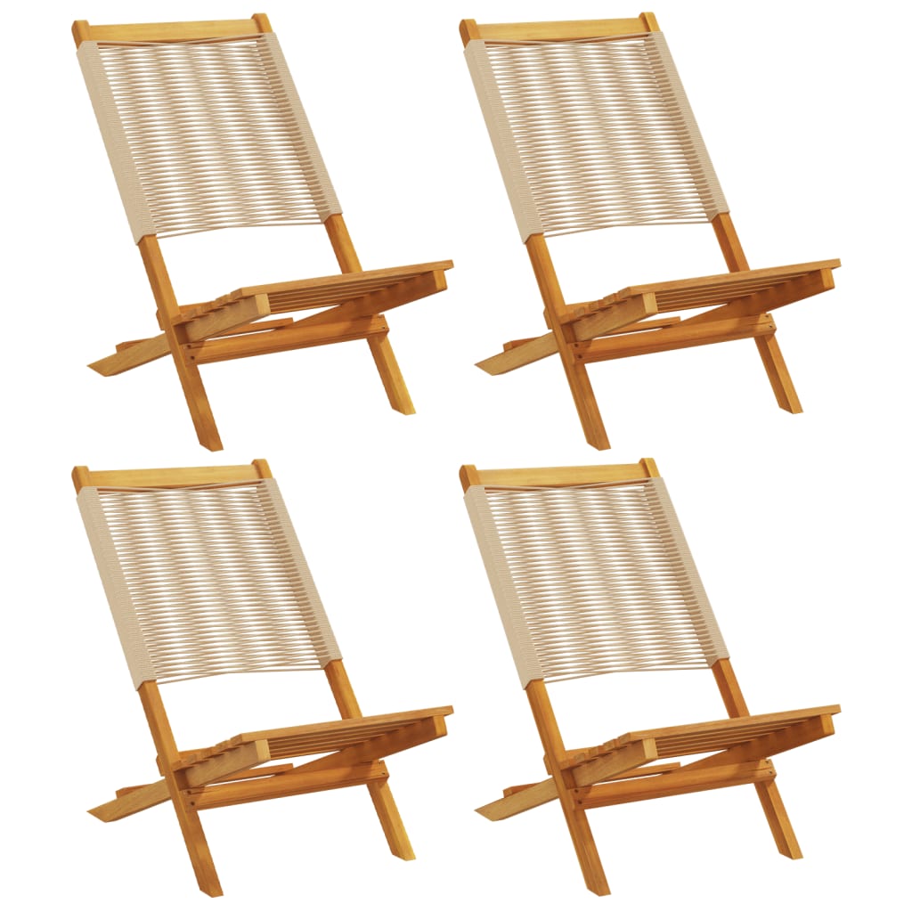 Folding Garden Chairs 4 pcs Beige Solid Wood Acacia