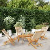 Folding Garden Chairs 4 pcs Beige Solid Wood Acacia