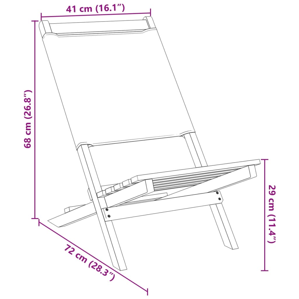 Folding Garden Chairs 6 pcs Cream White Fabric and Solid Wood