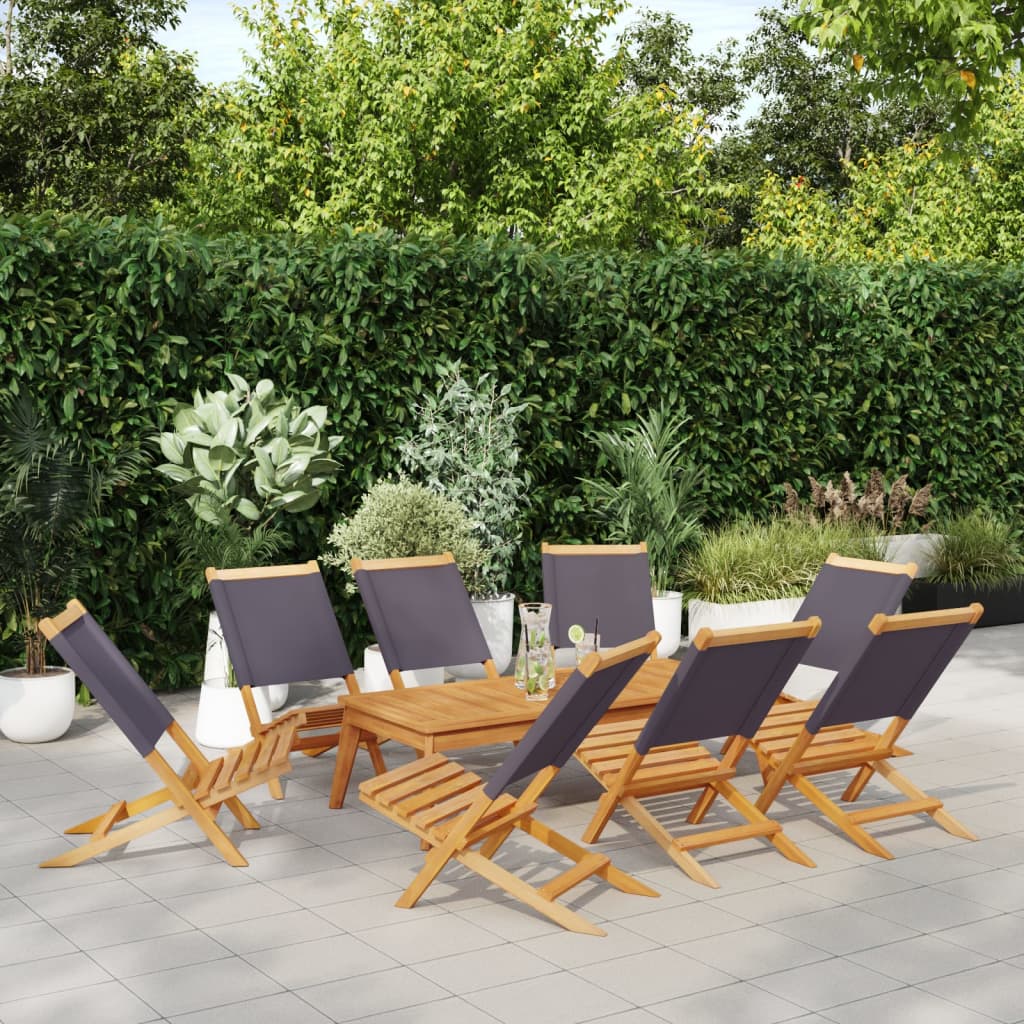 Folding Garden Chairs 8 pcs Anthracite Fabric and Solid Wood