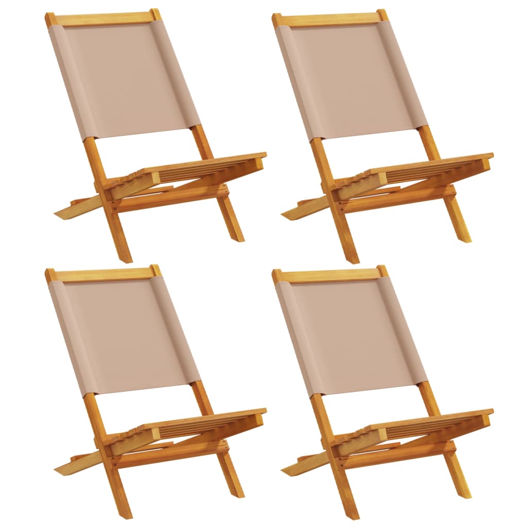 Folding Garden Chairs 4 pcs Taupe Fabric and Solid Wood