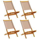 Folding Garden Chairs 4 pcs Taupe Fabric and Solid Wood