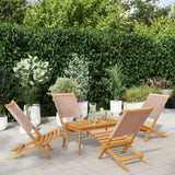 Folding Garden Chairs 4 pcs Taupe Fabric and Solid Wood