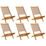 Folding Garden Chairs 6 pcs Taupe Fabric and Solid Wood