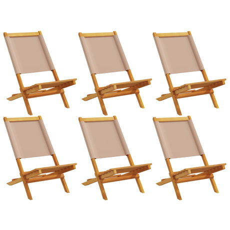 Folding Garden Chairs 6 pcs Taupe Fabric and Solid Wood