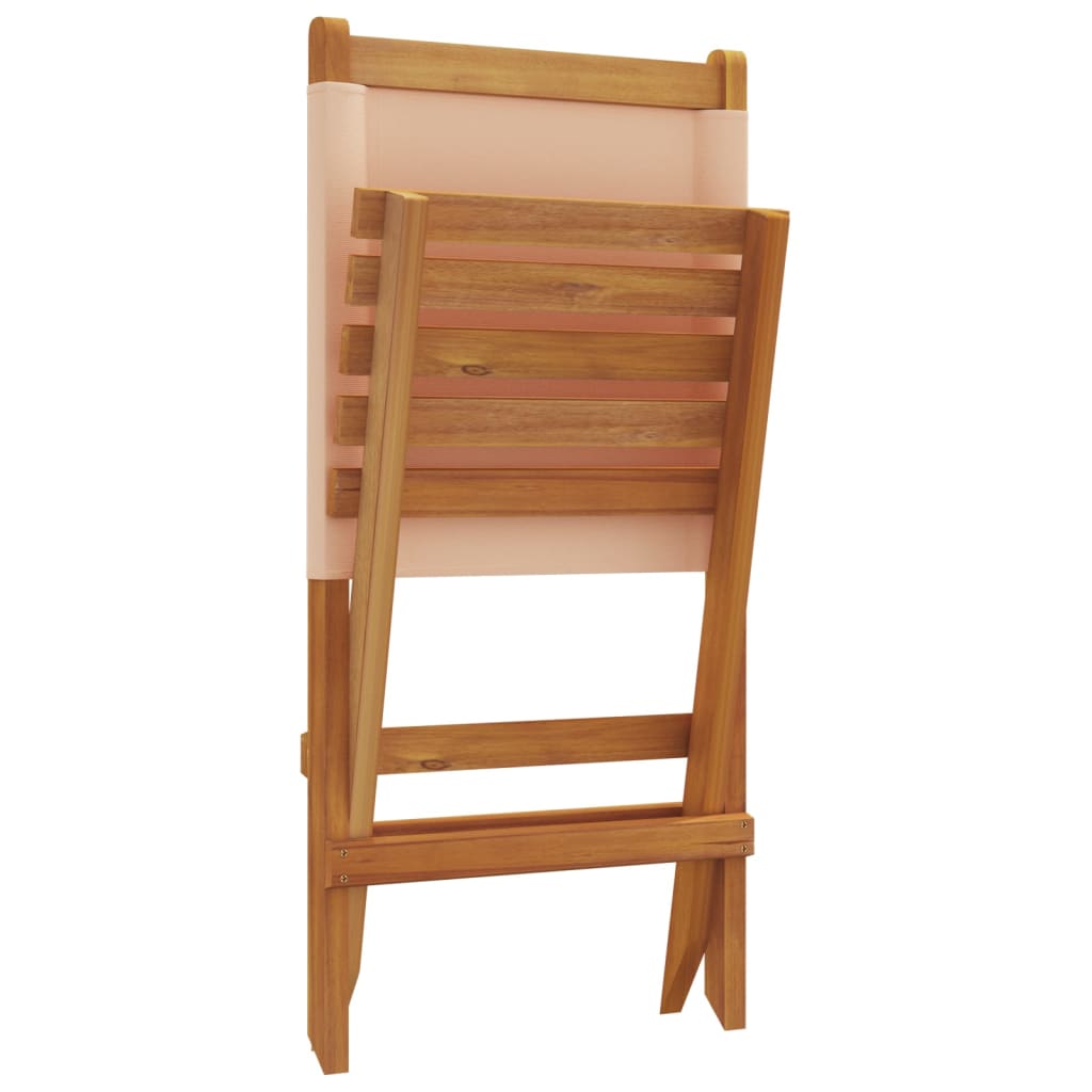 Folding Garden Chairs 4 pcs Beige Fabric and Solid Wood