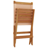 Folding Garden Chairs 4 pcs Beige Fabric and Solid Wood