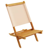 Folding Garden Chairs 6 pcs Beige Fabric and Solid Wood