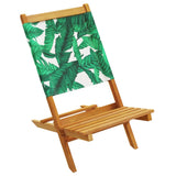 Folding Garden Chairs 4 pcs Green Fabric and Solid Wood